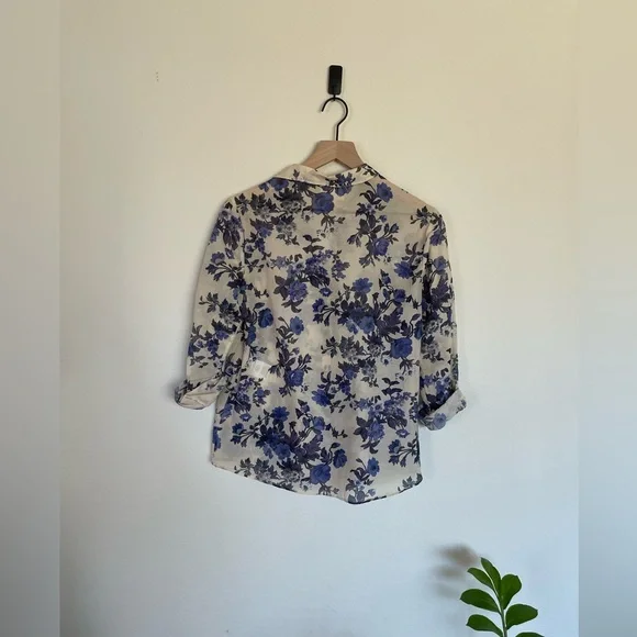 RARE Sezane Pierro Shirt in Blue Floral - Picture 9 of 9